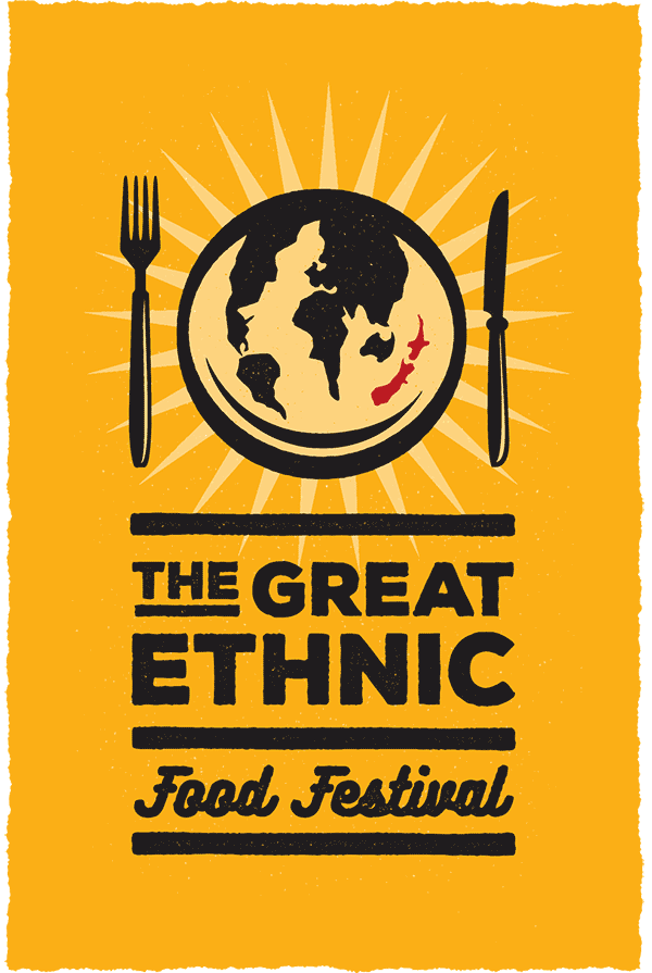 A logo for the Great Ethnic Food Festival
